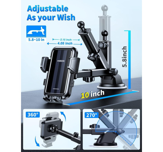 VANMASS Патентоване безпечне кріплення для мобільного телефону, чорне (5077)