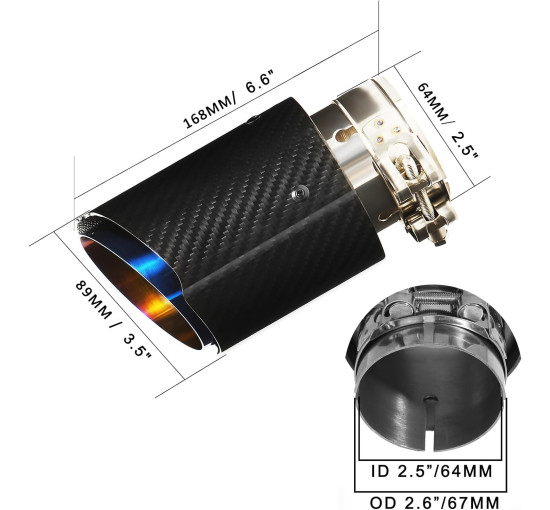 Вихлопна труба Krtopo AT353 з нержавіючої сталі, блакитний смажений (4134)