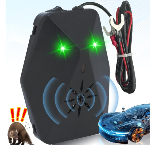 Warmfay Автомобільний відлякувач куниць, 2 режими з багаточастотним ультразвуком та спалахом, 12 В (5030)