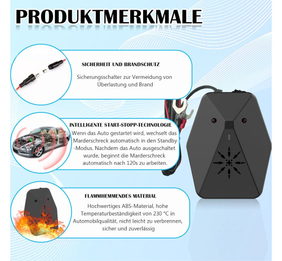 Warmfay Автомобільний відлякувач куниць, 2 режими з багаточастотним ультразвуком та спалахом, 12 В (5030)