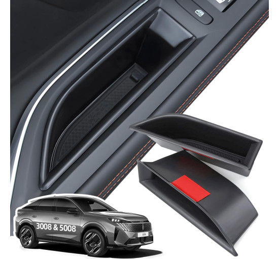 Ящик для зберігання передніх дверних ручок LANGBEAN для Peugeot 3008, чорний (4018)