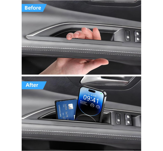 Ящик для зберігання передніх дверних ручок LANGBEAN для Peugeot 3008, чорний (4018)