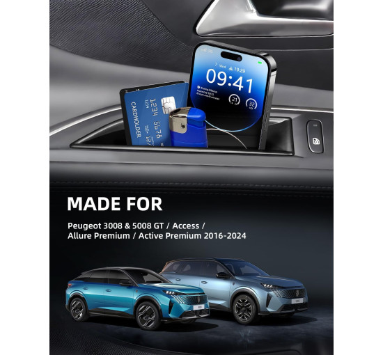 Ящик для зберігання передніх дверних ручок LANGBEAN для Peugeot 3008, чорний (4018)