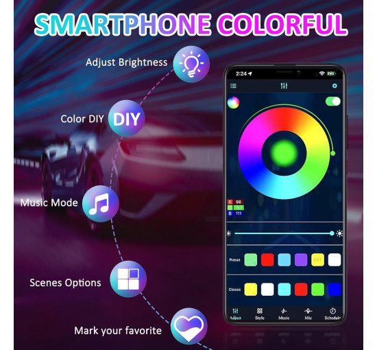 YUGUANG Комплект із 4 предметів для підсвічування автомобіля YG-підсвічування (5068)