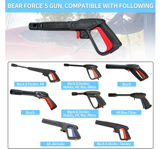 Змінний розпилювач Bear Force sb100 для мийки високого тиску з струменевим шлангом та шлангом 10 м, сумісний з Bosch, AR Blue Clean, Black & Decker (2023)