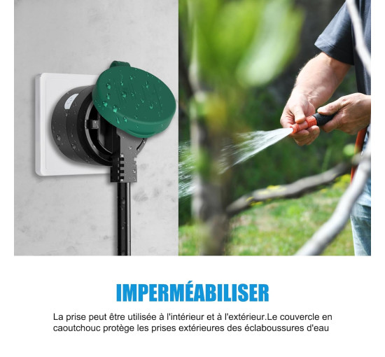 Бездротова розетка SURNICE для зовнішнього використання, IP44, радіус дії 40 м, 2300 Вт, зелена (2113)