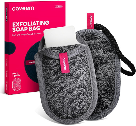 CAVEEM Мешочек для мыла CSB001, с губкой для душа (2 шт.), серый (5100)