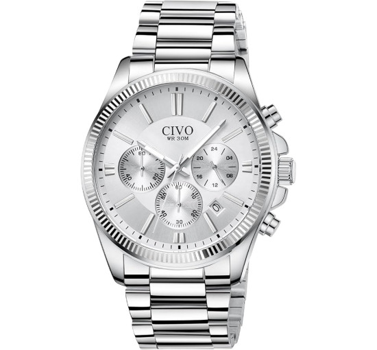 Чоловічі годинники CIVO 8351C з нержавіючої сталі, білий (4081)