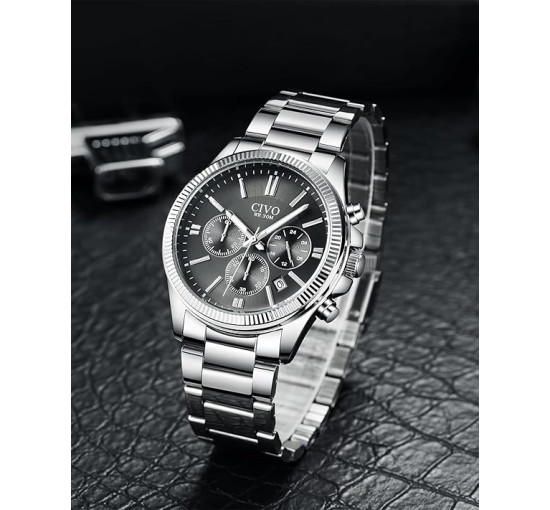 Чоловічі годинники CIVO 8351C з нержавіючої сталі, чорний (4082)