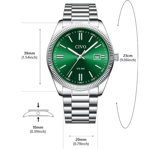 Чоловічий годинник CIVO 8348 з нержавіючої сталі, аналоговий, водонепроникний, кварцовий (3126)