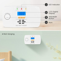 Детектор чадного газу HEIMAN 722ESY, детектор CO з цифровим РК-дисплеєм, живлення від батареї (0071)