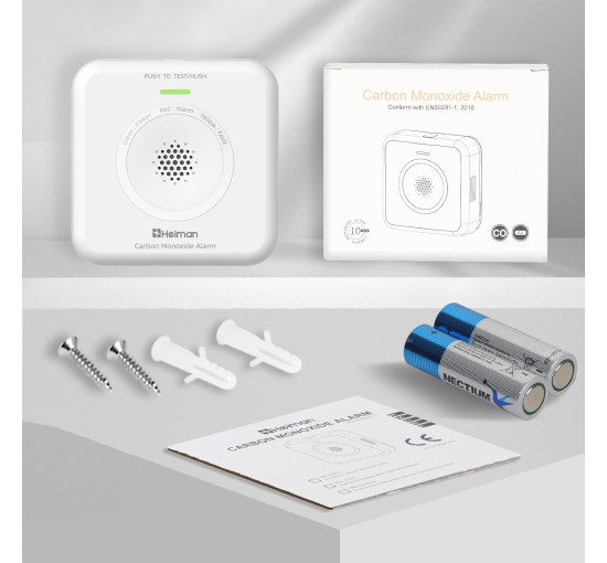Детектор чадного газу HEIMAN WS-725ES WLAN Wi-Fi, детектор CO, розумний детектор чадного газу з додатком Tuya та SmartLife, білий (0069)