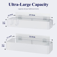 Душевая полка Kitsure, органайзер для ванной комнаты, 2 шт, полка для ванной без сверления с большой вместимостью, белая (2078)