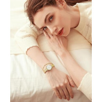 Часы CIVO 2030-2 из нержавеющей стали с кожаным ремешком для женщин, золотые (4077)