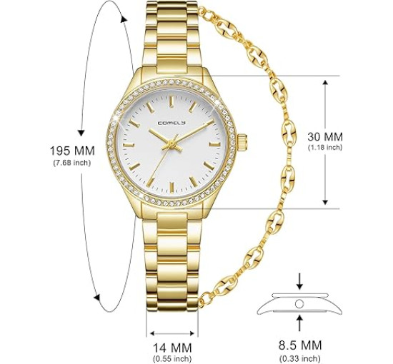 Годинник CIVO 2030-2 з нержавіючої сталі зі шкіряним ремінцем для жінок, золотий (4077)