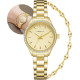 Годинник CIVO 2030 з нержавіючої сталі зі шкіряним ремінцем для жінок, золотий (4076)