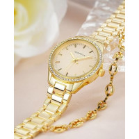 Часы CIVO 2030 из нержавеющей стали с кожаным ремешком для женщин, золотые (4076)