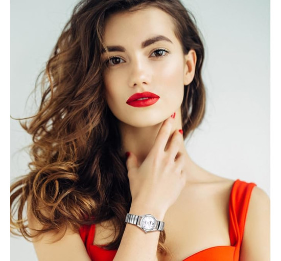 JewelryWe аналоговий кварцовий наручний годинник JW399P0019, твердий браслет з нержавіючої сталі. срібний (5104)