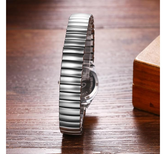 JewelryWe аналоговий кварцовий наручний годинник JW399P0019, твердий браслет з нержавіючої сталі. срібний (5104)