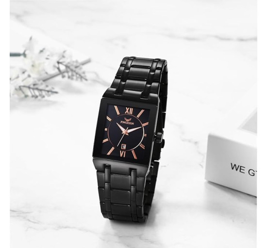 JewelryWe Чоловічий годинник ‎ JW351P0016 з нержавіючої сталі, водонепроникний, чорний (5113)