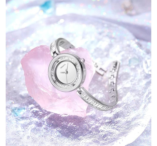 JewelryWe жіночий кварцовий годинник JW343P51486-3 із браслетом зі сплаву та нержавіючої сталі, срібний (5115)