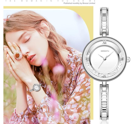 JewelryWe жіночий кварцовий годинник JW343P51486-3 із браслетом зі сплаву та нержавіючої сталі, срібний (5115)