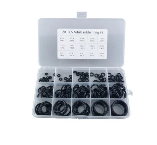 Кільця ущільнювачів 200 шт. набір у кейсі, О-ринги гумові різних розмірів, для сантехніки та машин (2022)