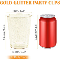 Бокалы для вина LYLIDIA из жесткого пластика объемом 400 мл., 7 шт. 14 унций, с золотым блеском, для шампанского, пива, коктейлей (2066)