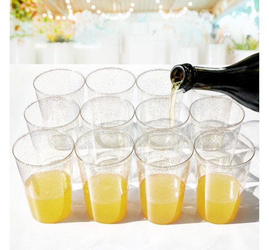 Келихи для вина LYLIDIA з твердого пластику об'ємом 400 мл., 20 шт. 14 унцій, із золотим блиском, для шампанського, пива, коктейлів (2066)