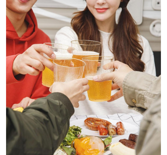 Келихи для вина LYLIDIA з твердого пластику об'ємом 400 мл., 20 шт. 14 унцій, із золотим блиском, для шампанського, пива, коктейлів (2066)