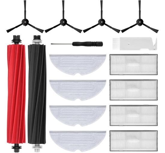 Комплект аксесуарів oGoDeal для Roborock S8/S8+/S8 Plus, 1 основна роликова щітка, 4 бічні щітки, 4 фільтри, 4 серветки для швабри (0129)