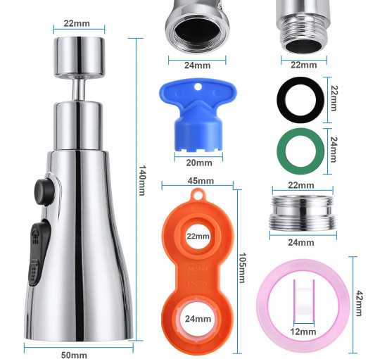 Кран для кухонної раковини FM22 M24 OSDUE P-YCSLT20220517-FBA з 3 режимами (2151)