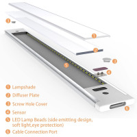 Кухонные светильники WOBSION CL-CG18-31 30см освещение под кухонный шкаф, натуральный белый цвет 4000K с бесконтактным датчиком (0061)