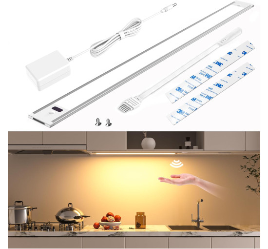 Кухонні світильники WOBSION CL-CG18-32 2шт. з безконтактним датчиком, 42 см освітлення під кухонну шафу, теплий білий колір 3000K (0060)