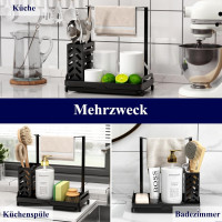 Кухонный органайзер Kitsure DE465, органайзер для мойки из нержавеющей стали, многофункциональный кухонный органайзер, черный (2092)