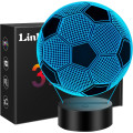 Лампа 3D-ілюзія Linkax з підсвічуванням футбольного м'яча з 16 змінами кольорів, нічник (0062)