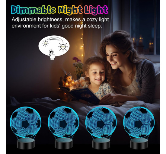 Лампа 3D-ілюзія Linkax з підсвічуванням футбольного м'яча з 16 змінами кольорів, нічник (0062)