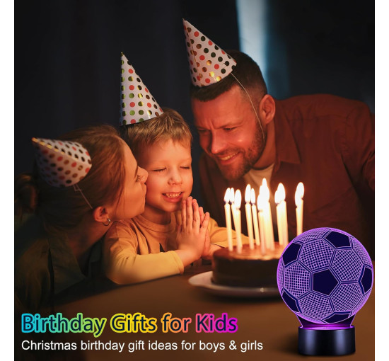 Лампа 3D-ілюзія Linkax з підсвічуванням футбольного м'яча з 16 змінами кольорів, нічник (0062)