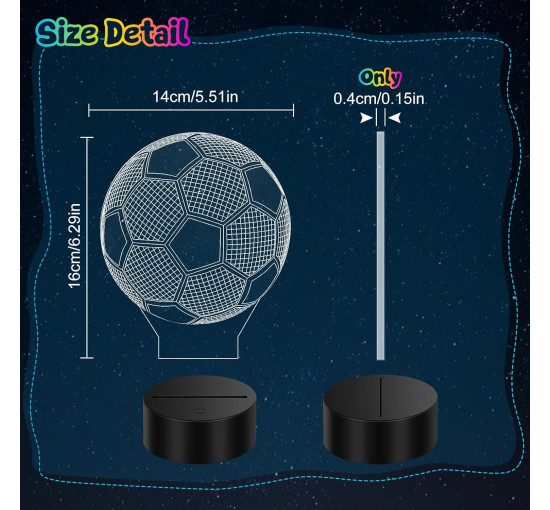 Лампа 3D-ілюзія Linkax з підсвічуванням футбольного м'яча з 16 змінами кольорів, нічник (0062)