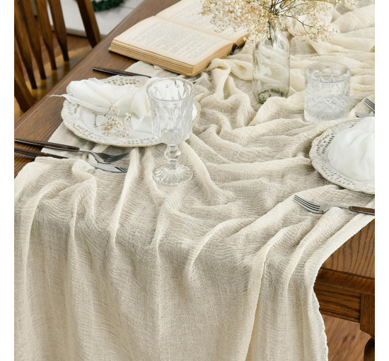 Марлевий весільний скатертинник Artoid Mode 300 см, бежевий (3023)