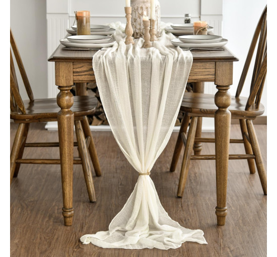 Марлевий весільний скатертинник Artoid Mode 300 см, бежевий (3023)