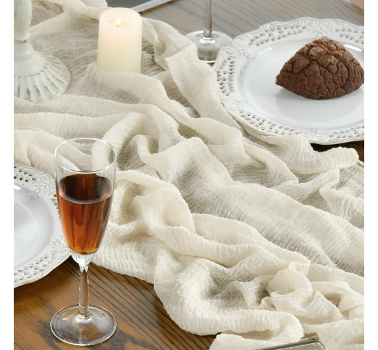 Марлевий весільний скатертинник Artoid Mode 300 см, бежевий (3023)