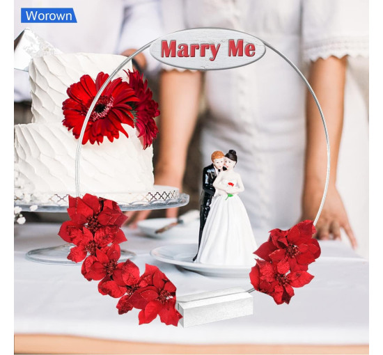 Металеві кільця Worown CRL389 з 6 штуками дерев'яних підставок для прикраси весільного столу, срібні (4086)