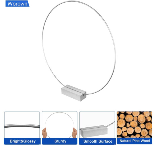Металеві кільця Worown ‎CRL391 30 см з 6 штуками дерев'яних підставок для прикраси весільного столу, срібні (4087)