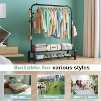 Металева вішалка для одягу SMILOVII YJ-A0, вішалка для одягу для спальні, для одягу та взуття, 4 бічні гачки, чорна (0097)