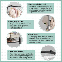 Металева вішалка для одягу SMILOVII YJ-A0, вішалка для одягу для спальні, для одягу та взуття, 4 бічні гачки, чорна (0097)