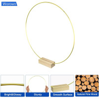Металлический цветочный колец Worown, 6 штук, с деревянными подставками для стола, золотые (4085)
