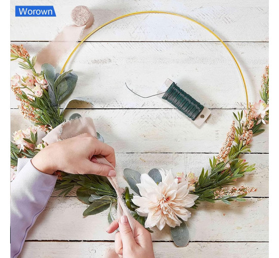 Металевий квітковий кілець Worown, 6 штук, з дерев'яними підставками для столу, золоті (4085)