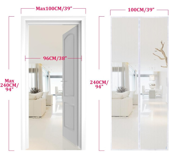 Москітна сітка Apalus BF003 для дверей 100 x 240 см, біла (4044)