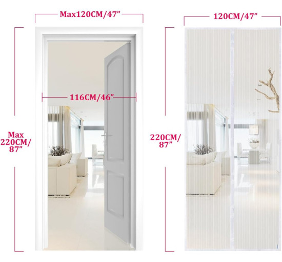 Москітна сітка Apalus BF003 для дверей 120 x 220 см, біла (4042)